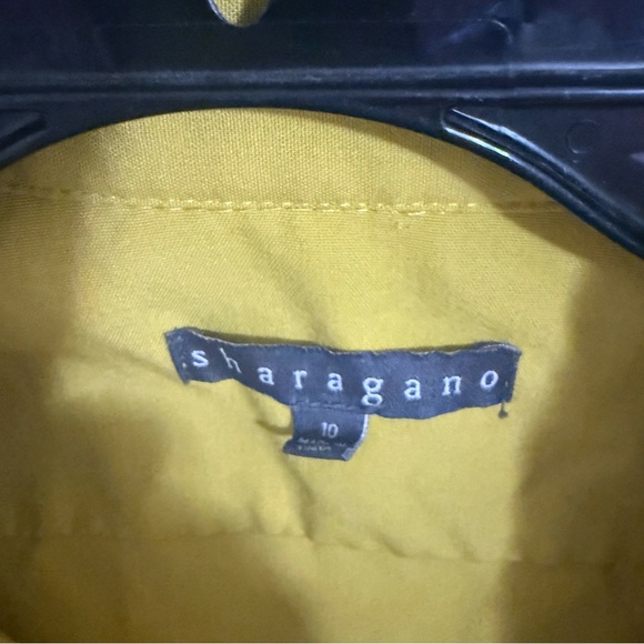 Sharagano Chartreuse Yellow Buttoned Belted Midi Sleeveless Dress. - Picture 6 of 6